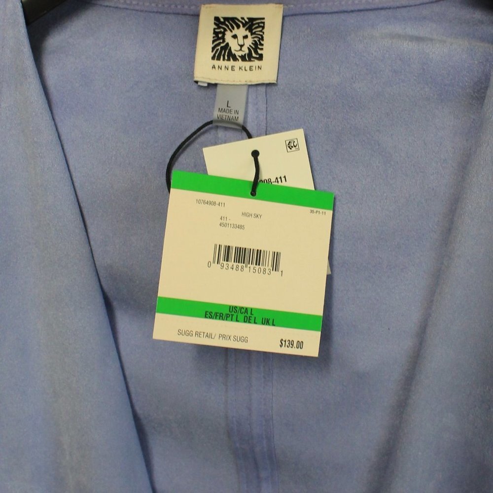 Anne Klein Faux Suede Drape Front Jacket High Sky - Picture 6 of 8